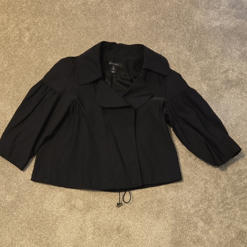 Nine West Black Trench Coat with Relaxed Fit and Adjustable Hem‎ Womens Size S